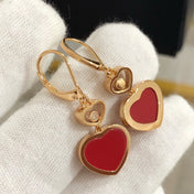 HAPPY HEART PINK GOLD CARNELIAN EARRINGS