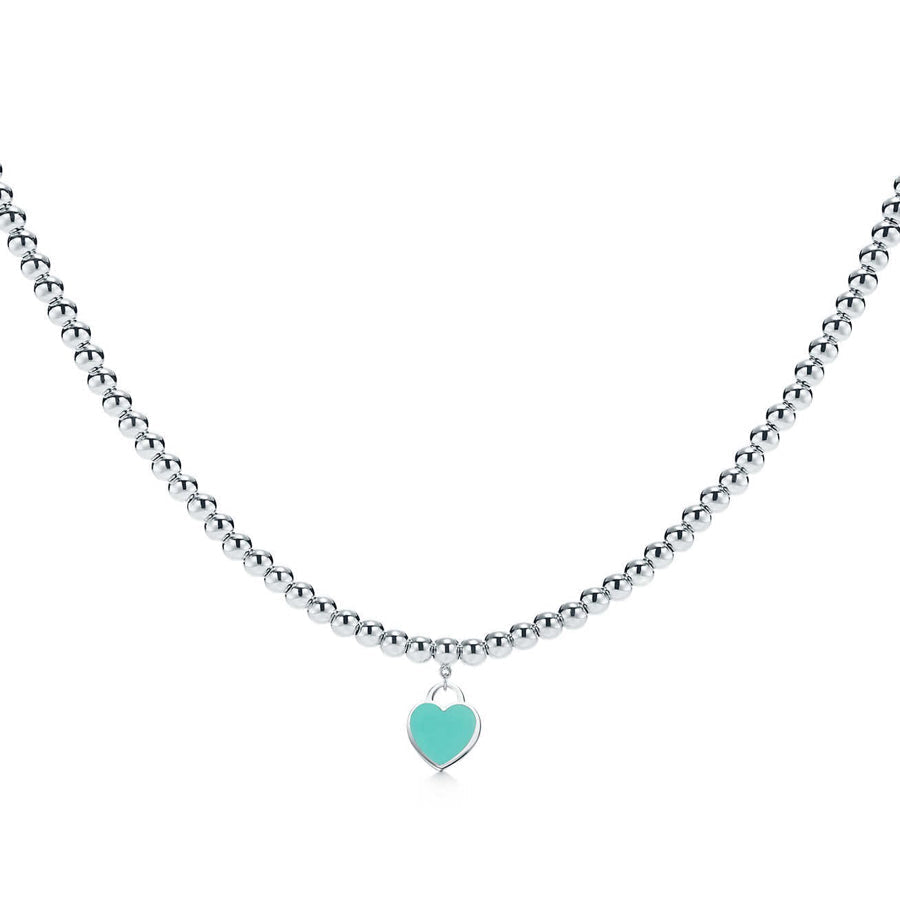 HEART PEDANT SILVER BALL CHAIN NECKLACE