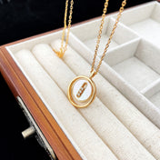 LUCKY MOVE MOP PINK GOLD NECKLACE