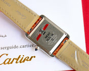 TANK MUST SMALL STEEL DIAMOND BEZEL LEATHER STRAP EWHITE DIAL