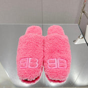 BALENCIAGA 25S MULES IN PINK WOOL WITH LOGO