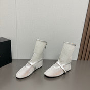 ALAIA SHORT BOOTS IN SILVER MESH FISHNET