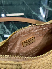 PRA MOON SHOULDER BAG 22 IN BEIGE RAFFIA