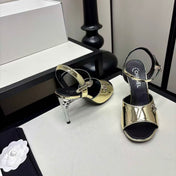 CHANEL 26S STRAPPY SANDALS IN GOLD METALLIC