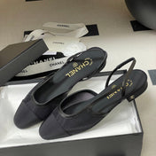 CHANEL 26S SLINGBACK PUMPS IN BLACK TECHNICAL FABRIC WITH CC LOGO