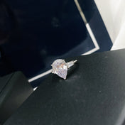 PROMISE PEAR SHAPE SILVER DIAMOND ENGAGEMENT RING