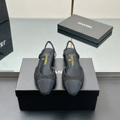 CC SLINGBACK 25S 25 MM IN BLACK TWEED AND FABRIC