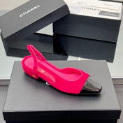CC PONY HAIR SLINGBACK 25S IN PINK MIX BLACK GLOSSY LEATHER