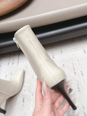 YSL 26S ANKLE BOOTS 80 MM IN WHITE CALFSKIN