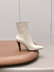 YSL 26S ANKLE BOOTS 80 MM IN WHITE CALFSKIN