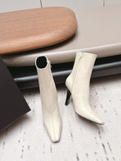 YSL 26S ANKLE BOOTS 80 MM IN WHITE CALFSKIN
