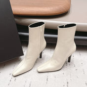 YSL 26S ANKLE BOOTS 80 MM IN WHITE CALFSKIN