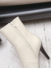YSL 26S ANKLE BOOTS 80 MM IN WHITE CALFSKIN