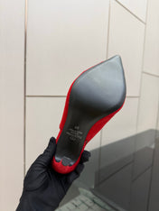VALENTINO 26S POINTED-TOE SLINGBACKS IN DARK RED SUEDE