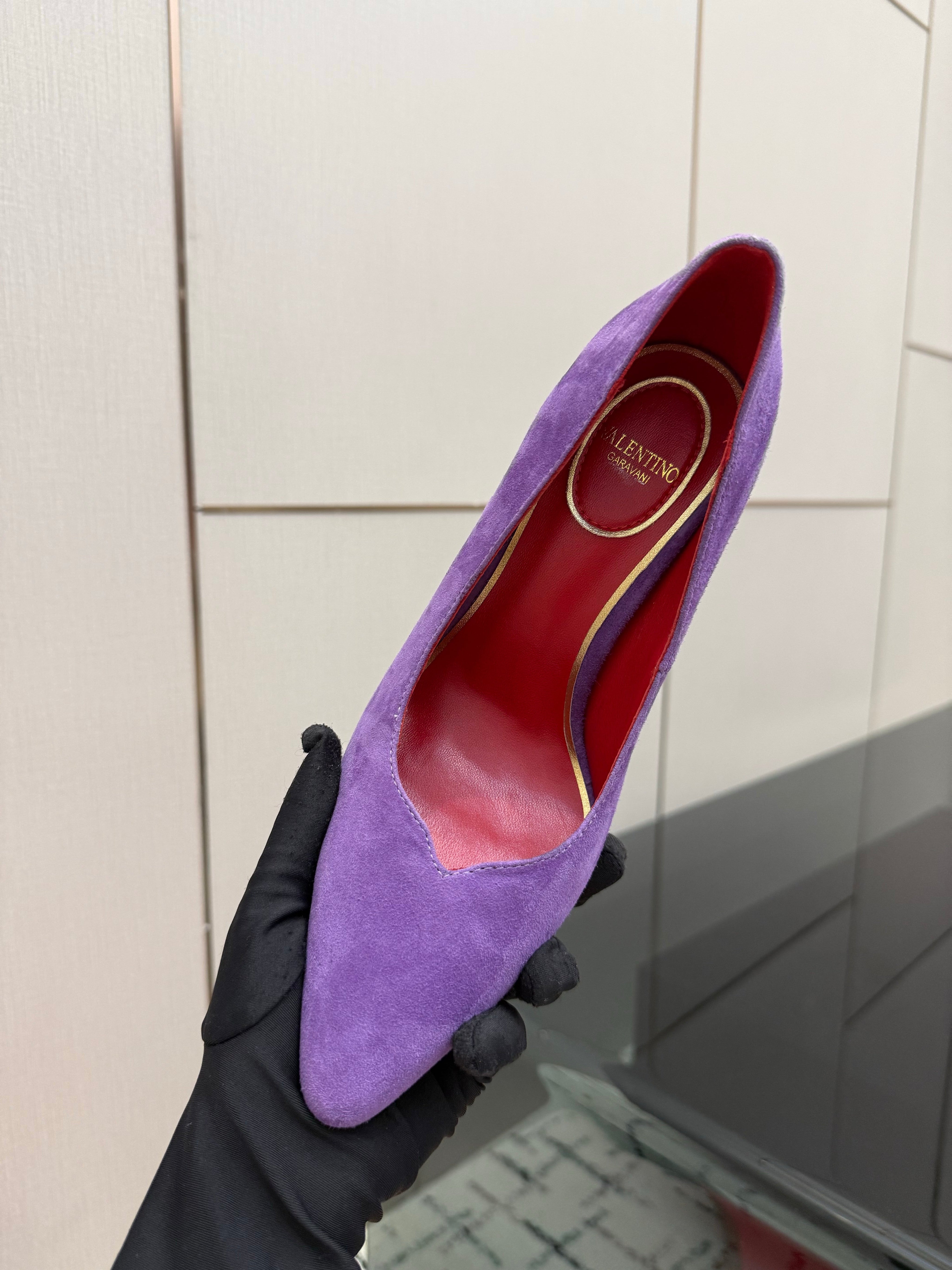 VALENTINO 26S HIGH HEELS 100 MM IN PURPLE SUEDE