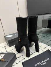 YSL 26S ANKLE BOOTS 130 MM IN BLACK SUEDE