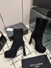 YSL 26S ANKLE BOOTS 130 MM IN BLACK SUEDE