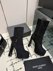 YSL 26S ANKLE BOOTS 130 MM IN BLACK SUEDE