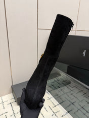 YSL 26S ANKLE BOOTS 130 MM IN BLACK SUEDE