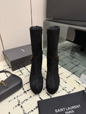 YSL 26S ANKLE BOOTS 130 MM IN BLACK SUEDE