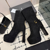 YSL 26S ANKLE BOOTS 130 MM IN BLACK SUEDE