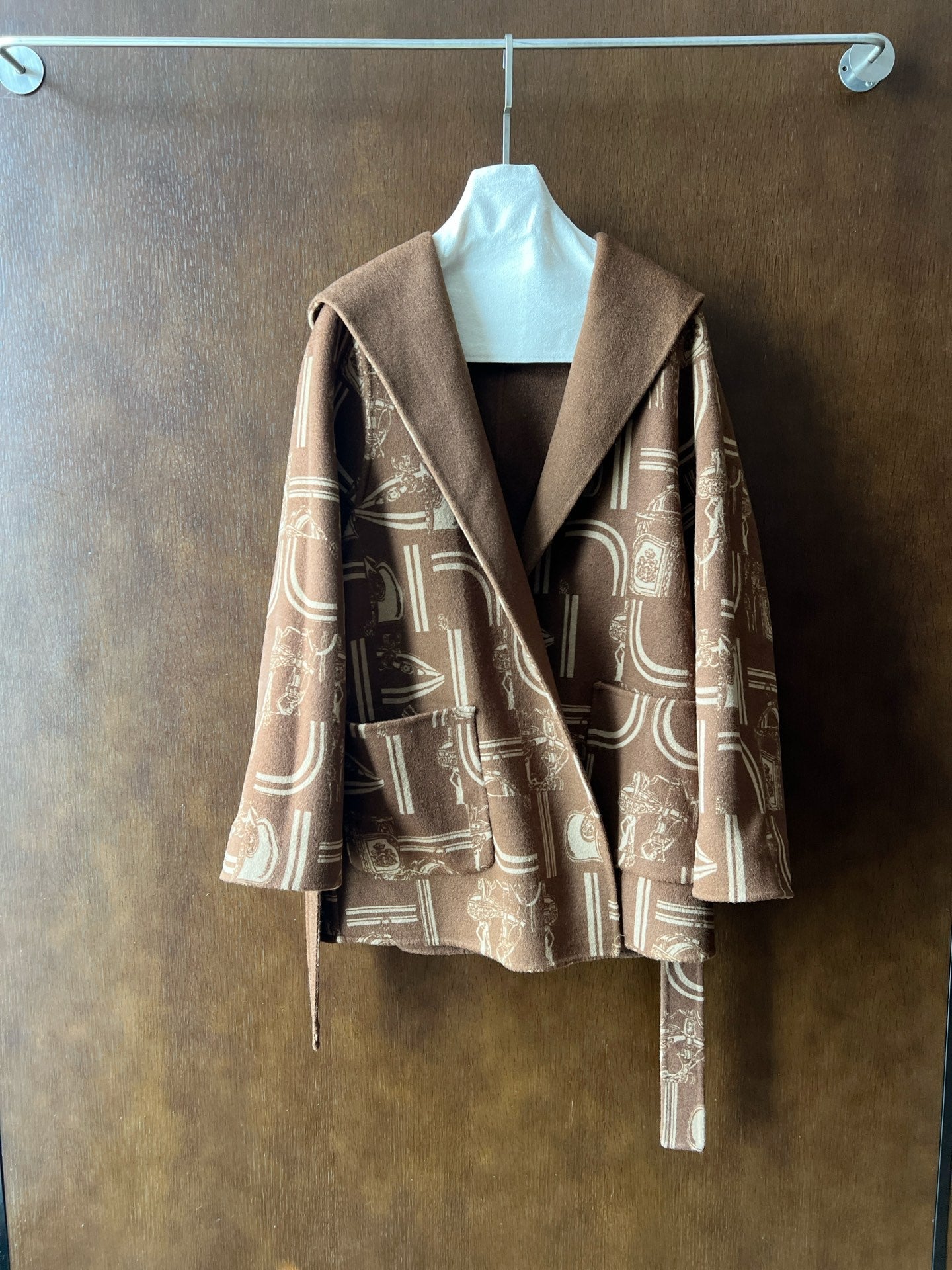HERMES 25S REVERSIBLE LONG HOODED COAT 046