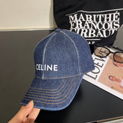 CELINE 25S BASEBALL CAP IN DENIM BLUE LETTER EMBROIDERY