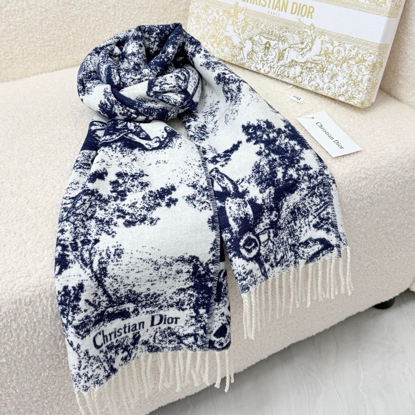 DIOR 26S SCARF 190 IN CASHMERE AND WOOL 435564