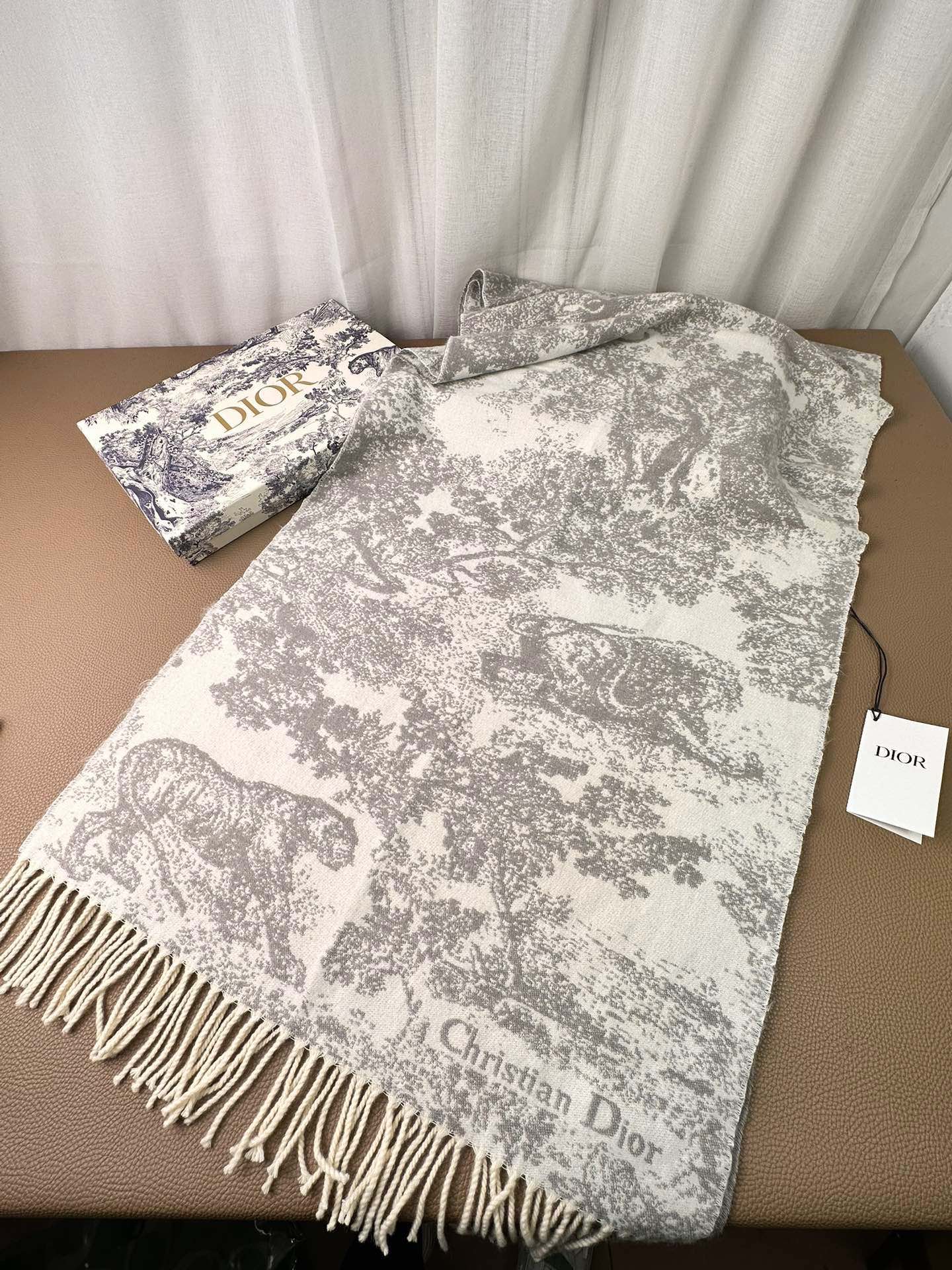 DIOR 26S SCARF 190 IN CASHMERE AND WOOL 429095