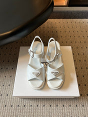 PRADA 26S BLOCK HEEL SANDALS 85MM IN WHITE EVA FOAM