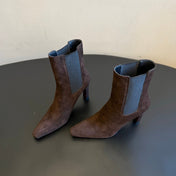 YSL 26S CHELSEA ANKLE BOOTS 100 MM IN DARK BROWN SUEDE