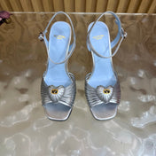 VALENTINO 26S WEDGE SANDAL 85 MM IN SILVER CALFSKIN