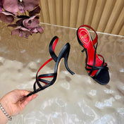VALENTINO 26S STRAPPER HEEL SANDALS 100 MM IN BLACK CALFSKIN