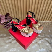 VALENTINO 26S PLATFORM SANDALS 110 MM IN MULTICOLOR GATHERED CALFSKIN AND FABRIC