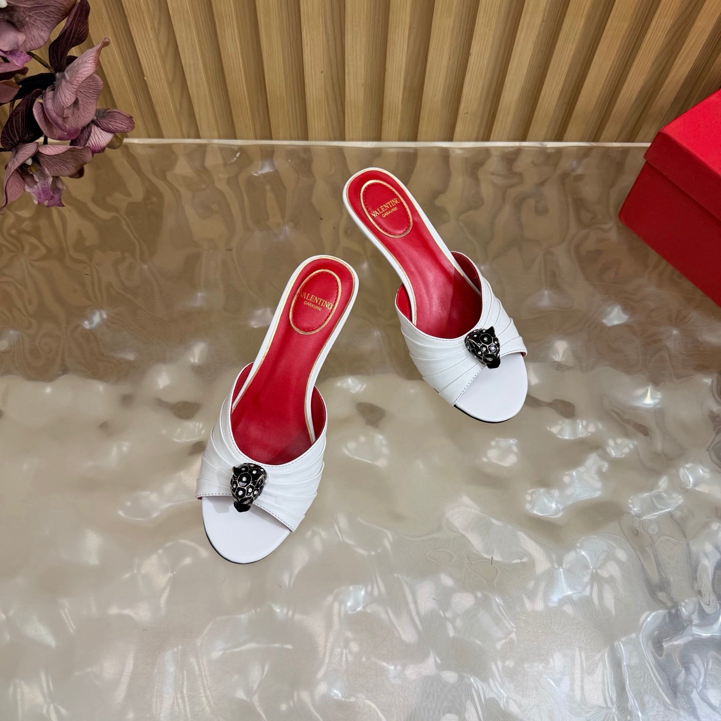 VALENTINO 26S HIGH-HEEL SANDALS 50 MM IN WHITE GATHERED CALFSKIN