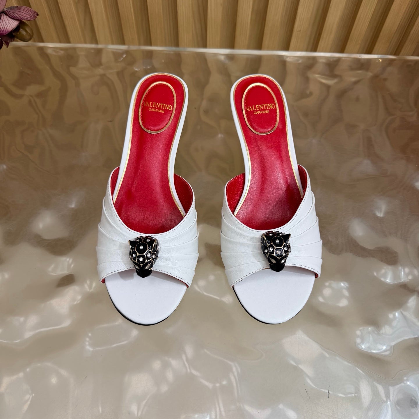 VALENTINO 26S HIGH-HEEL SANDALS 50 MM IN WHITE GATHERED CALFSKIN