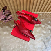 VALENTINO 26S SLINGBACK PUMPS 50 MM IN DARK RED CALFSKIN