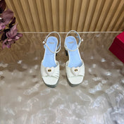 VALENTINO 26S PLATFORM SANDALS 90 MM IN WHITE CALFSKIN BEIGE WOVEN FABRIC