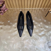 YSL 26S POINTED TOE FLATS IN BLACK GLOSSY CALFSKIN