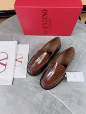 VALENTINO 26S PLATFORM LOAFERS IN BROWN CALFSKIN