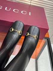GUCCI 26S HORSEBIT KNEE-HIGH BOOTS 55 MM IN BLACK CALFSKIN