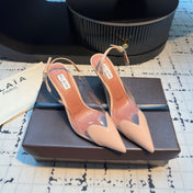 ALAIA HIGH SLINGBACK 25S 90 MM IN BEIGE CALFSKIN