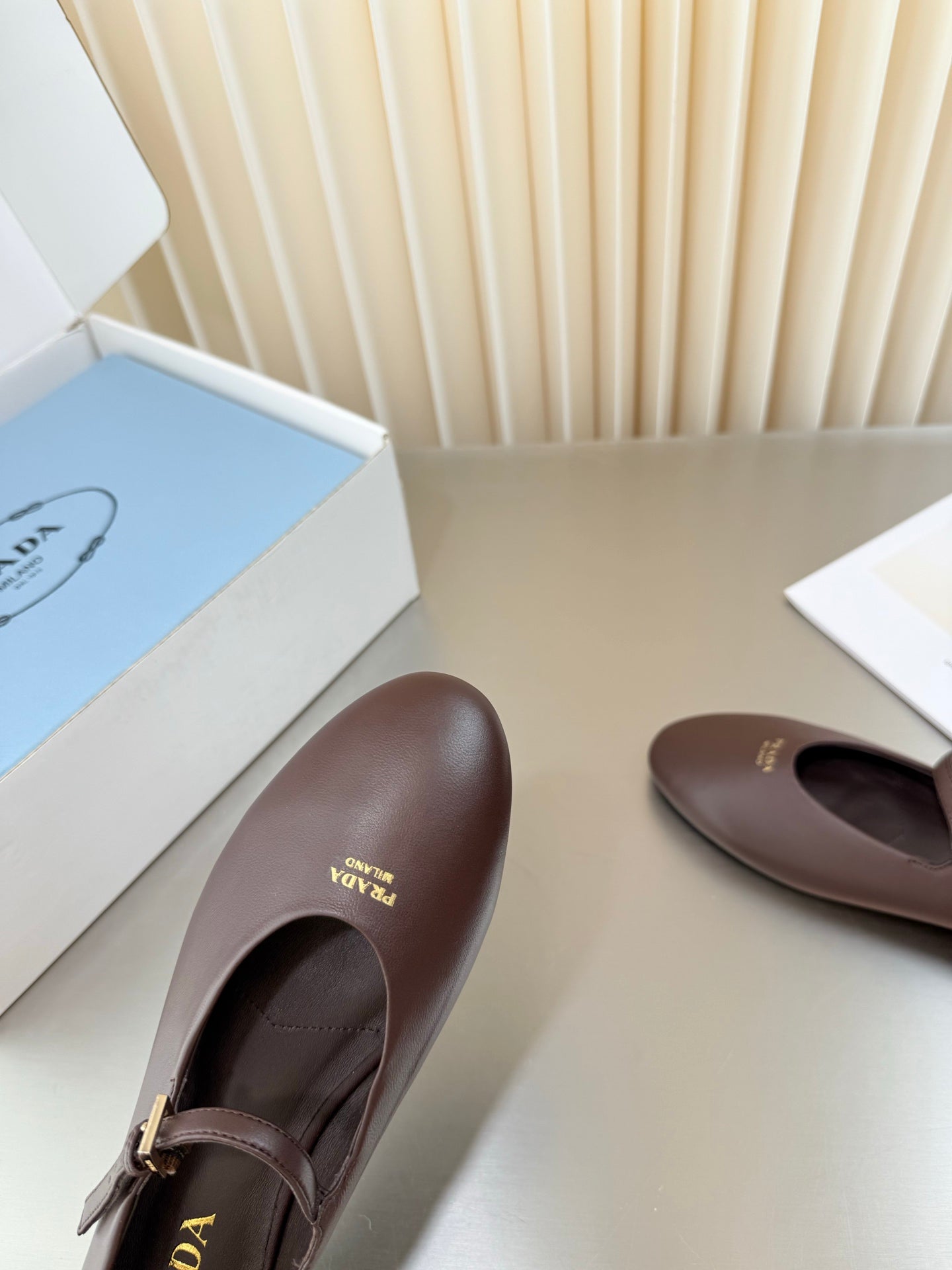 PRADA 26S BALLERINAS IN CHOCOLATE BROWN SMOOTH CALFSKIN