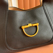 MEDIUM SOFTBIT MAXI SHOULDER BAG 27.5 IN BLACK GRAINY LAMBSKIN