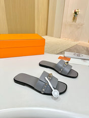 HM 26S GIULIA SANDAL IN GREY CALFSKIN SILVER HARDWARE