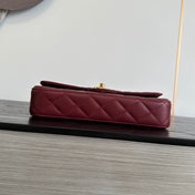 CHANEL 26S FLAP BAG 25 IN DARK RED QUILTED LAMBSKIN