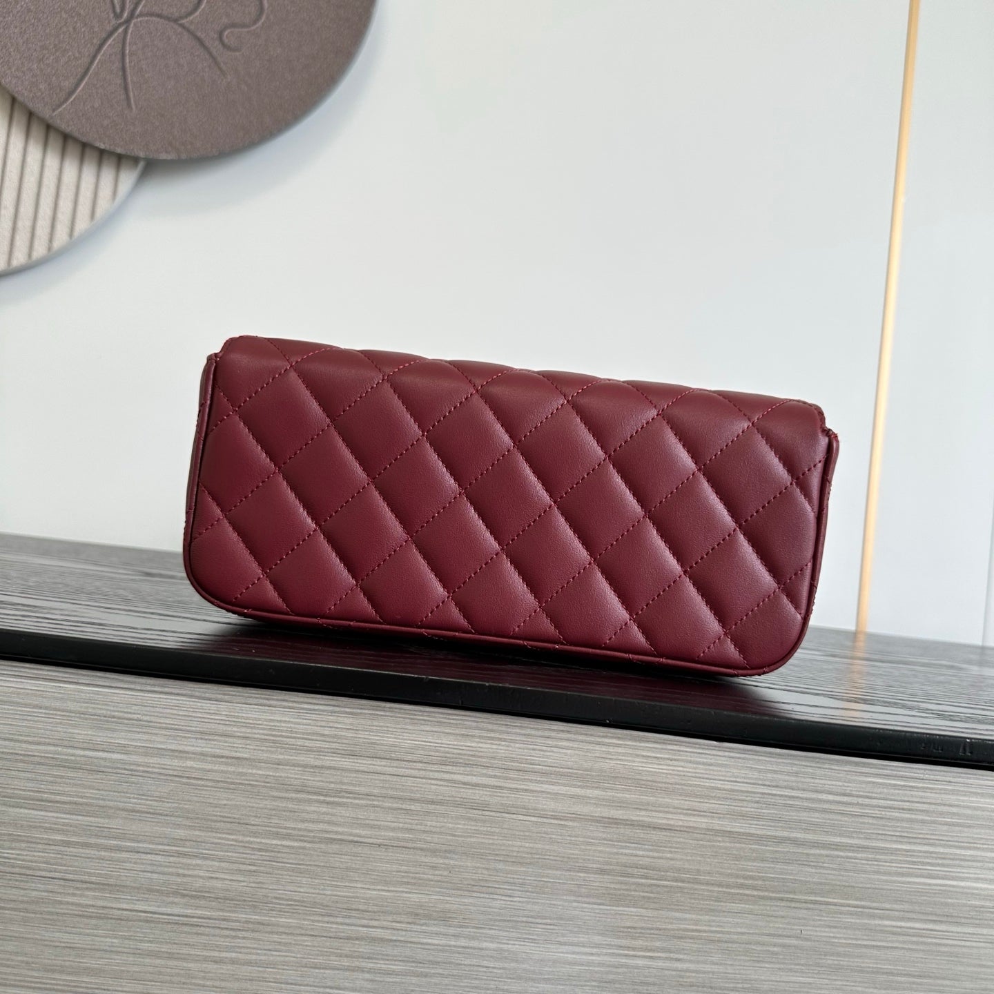 CHANEL 26S FLAP BAG 25 IN DARK RED QUILTED LAMBSKIN