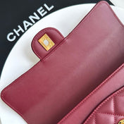 CHANEL 26S FLAP BAG 25 IN DARK RED QUILTED LAMBSKIN