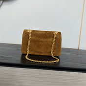 CHANEL 26S CLASSIC FLAP BAG 22 IN BROWN QUILTED SUEDE