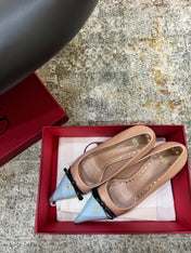 VALENTINO 26S BOW HIGH HEELS 75 MM IN NUDE AND LIGHT BLUE CALFSKIN
